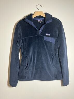 Patagonia Women's EUC Dark Navy Blue Re-Tool Snap-T Pullover Fleece Jacket M
